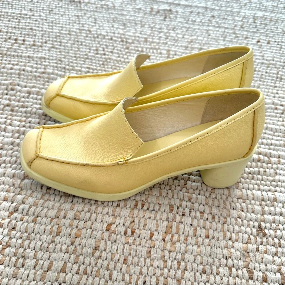 Camper Sunny Yellow Block Heel Loafers - Picture 3 of 5